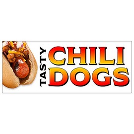 Chili Dogs Vinyl Banner 5 Feet Wide by 2 Feet Tall