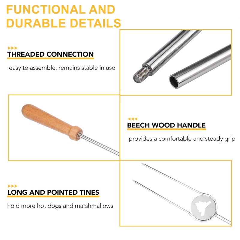 Begatter Heavy Duty Hot Dog Roasting Sticks for Campfire, Extendable