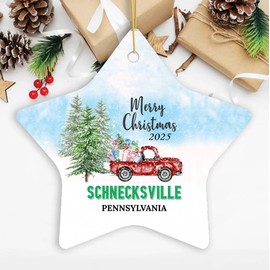 Christmas Ornament Schnecksville PA Ornaments Gifts Ideas Schnecksville Pennsylvania New Home Town 2025 Keepsake Housewarming for Family Friend Star 3''