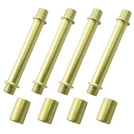Litoexpe Double End Straight Pipe Lamp Stem Kit 80mm(3.15"), Lamp Extension Rod with Connector 4 Pcs, Lamp Rod Hardware Light Fixture Parts Replacement Gold