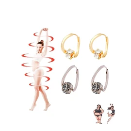 Lymphatic Drainage Slimming Hoop Earrings, Rhinestone Hoop Flysmus Halolux Lymphvity Germanium Earrings Lymphatic Acupuncture Earrings Fashion Jewelry Gift For Women (2Pairs-B)