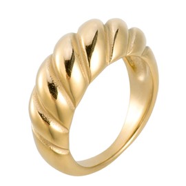Aurelia Mae 18K Gold Plated Croissant Dome Ring Wide Stacking Ring Women's Chunky Gold Rings Bubble Dome Rings Size 4