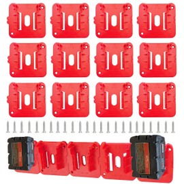 Ryzljss 12 Pack Battery Holder Compatible for Milwaukee M18 18V Battery, Battery Holder for M18 Wall Mount Batteries Storage for Work Van, Shelf, Toolbox