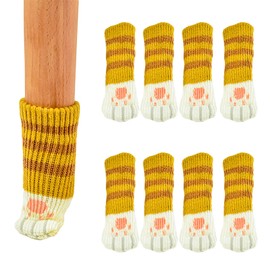 SHULLIN Pack of 8 Highly Elastic Knitted Furniture Socks Cat Chair Leg Protectors Non-Slip Chair Leg Socks Chair Leg Caps Chair Socks Knitted Chair Legs Socks Knitted Furniture Feet (Diameter 6-17 cm)