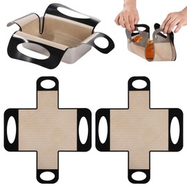 2Pcs Reusable Silicone Bread Loaf Pan Liner, Reusable Silicone Baking Slings with 4 Handles, Non-Stick Bread Pan Lifters, Sourdough Baking Mats, Dough Transfer Tools, Fit 9x5" or 1.5-lb Loaf Pans