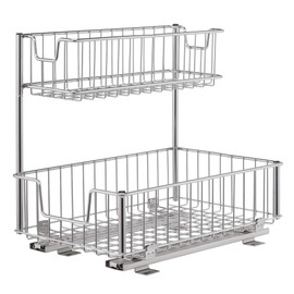 TRINITY Sliding Undersink Organizer with 2 Baskets for Kitchen and Bathroom Cabinet Organization and Storage, 50 Pound Capacity, 11.5” W x 17.75” D x 16” H, 1-Pack