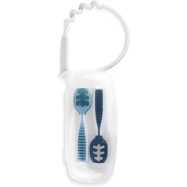 NumNum - Juego de cucharas para bebé, silicona Pre-Cuchara GOOtensils para niños de 6+ meses - Primera Etapa, destete dirigido por el bebé (BLW), cuchara de dentición - Estuche de viaje + 2 cucharas