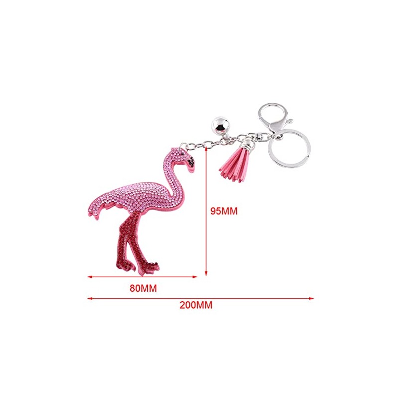 Flamingo Keychain, Elegant Pink Crystal Keychain Charm Pendant Gift Key