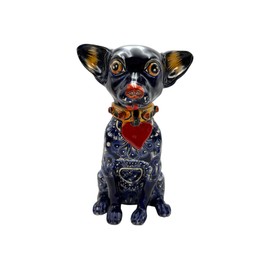 Talavera Chihuahua Sitting Cute Handmade Hand Painted Mexican Pottery Indoor Home Decor Outdoor Height 8.5"