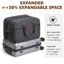 S-ZONE Expandable Duffle Bag for Travel Canvas Weekender Overnight Bags Men Women