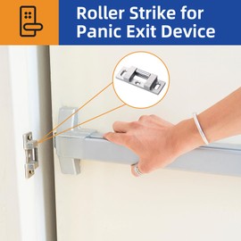MOSECYOU Fire Rated Rim Strike for Panic Exit Device, Surface Roller Strike Plate for Push/Cross Bar, Universal Striker for Storefront/Commercial/Household Emergency Exit Door