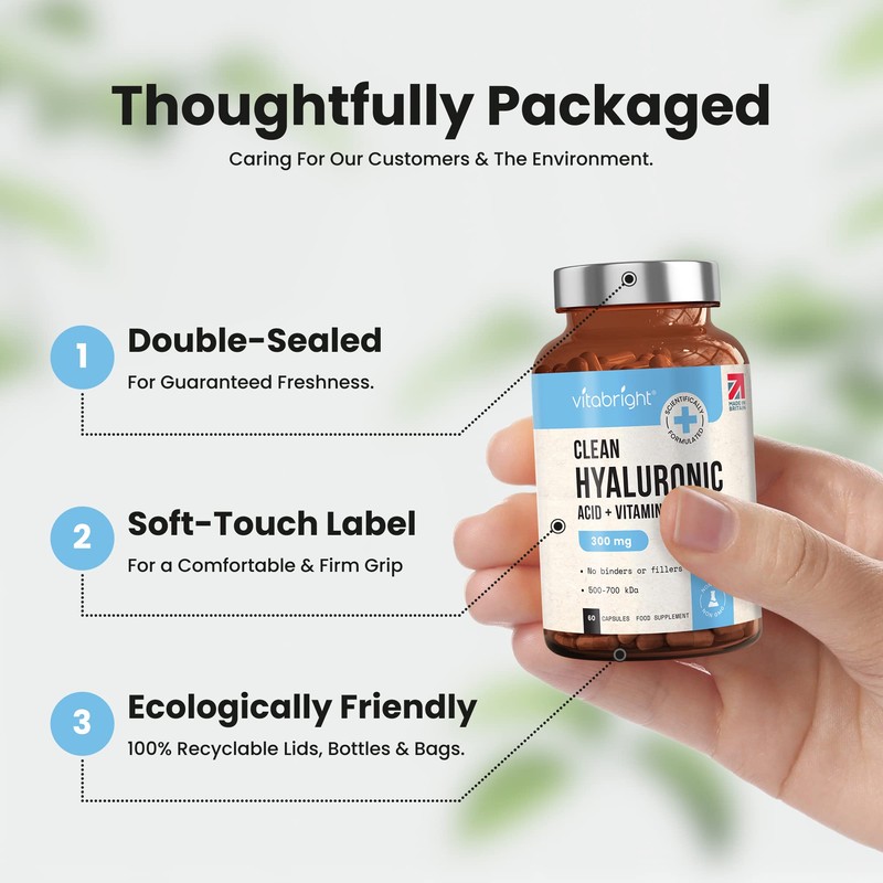 VitaBright Hyaluronic Acid Supplements | 300mg | Sodium Hyaluronate with