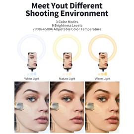 10" Foldable Ring Light with 76" Extendable Tripod Stand, 4000mAh LED Circle Light with Phone Holder for Video Recording, Photography, Live Stream, Makeup, TikTok, YouTube (Black)