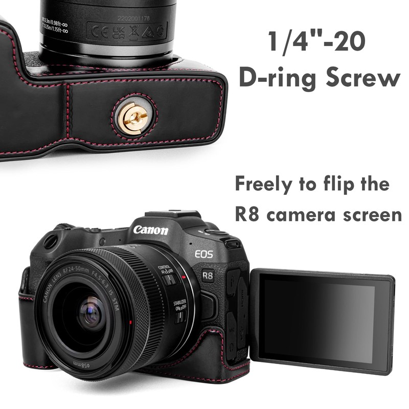 Rieibi R8 Half Case, Handmade PU Leather Half Camera Case