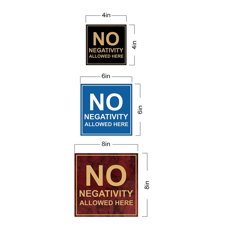 Signs ByLITA Square No Negativity Allowed Here Sign(Navy Blue/Gold) -