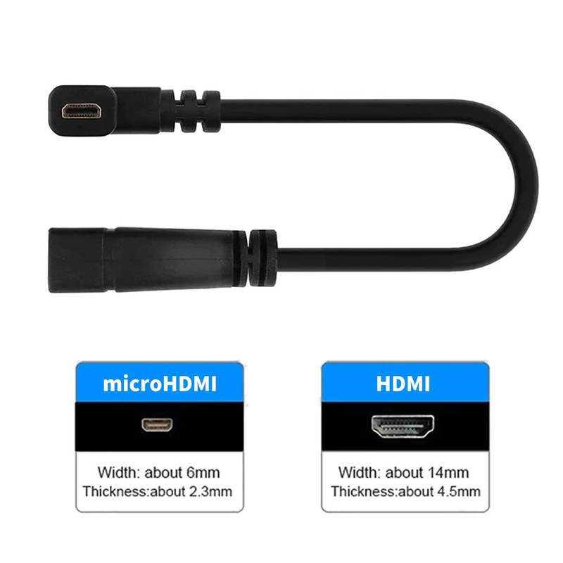 Audio Fan Micro HDMI Converter Cable, 90 Degree Right Angle,