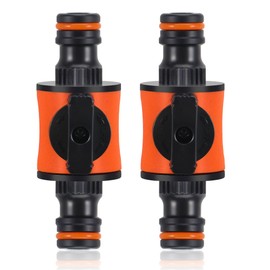 Garden Hose Pipe Connector 2pcs, Hoses Fittings with Individual On/Off Valves and Quick Release in Lines Hoses Connector, Waterbutt Hose Connector Hose Joiner