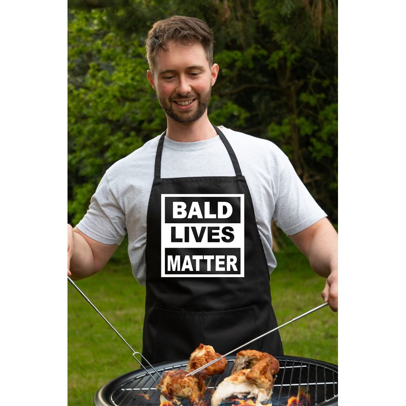 Print4U Bald Lives Matter Funny BBQ Baking Cooking BBQ Apron