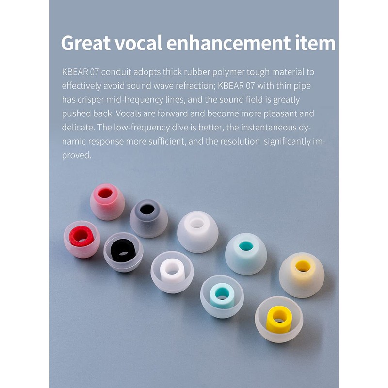 Keephifi【10 PCS/5 Pairs】 Earphones Earpads KBEAR 07 Silicone Eartips,Noise Reduction