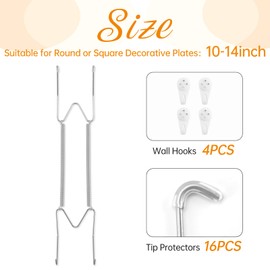 Plate Hangers for Wall for 10-14 inch, 4 Pack, Silver