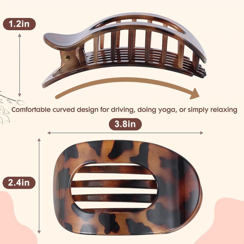 Flat Hair Clips for Women,4 Pack Ergonomic Curved Hair Claw