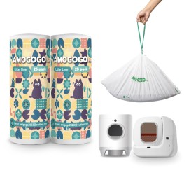 Amogogopet 50 Pack Litter Box Liner Bags, with Petkit Pura Max & X, Self-Cleaning Cat Li