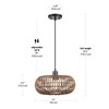 GLOBE Electric x Novogratz 61063 1-Light Pendant Light Fixture, Rattan