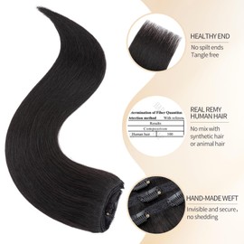 S-noilite Clip-In Real Hair Extensions, Natural Black, 25 cm, 56 g, Straight, 3 Pieces