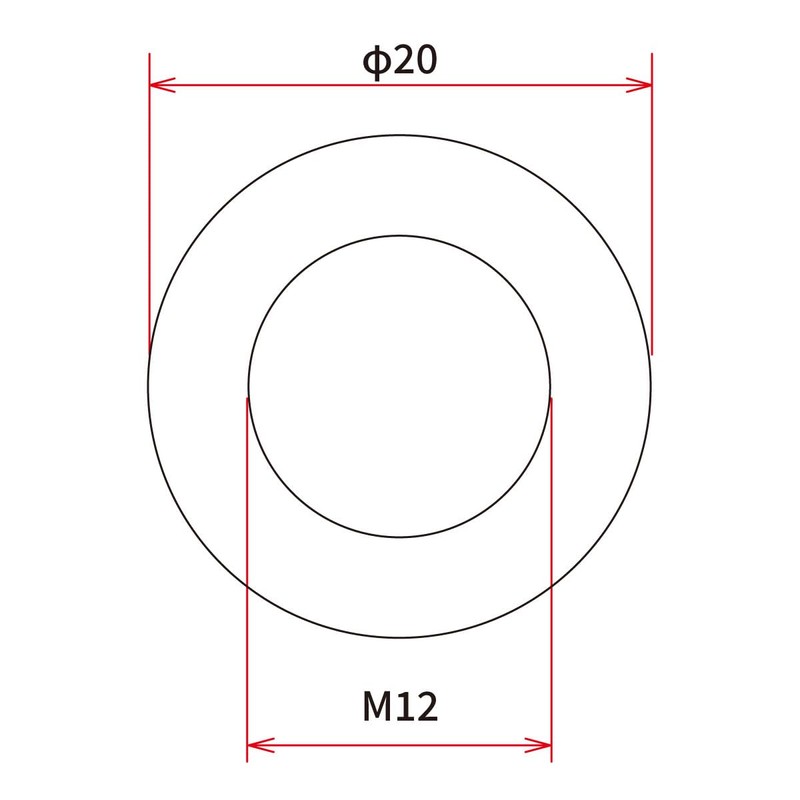 DRC arumigasukettowassya- M12 x 20 mm 5 Pieces Universal