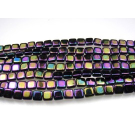 Czechmate 6mm Square Glass Czech Two Hole Tile Bead - Iris Purple