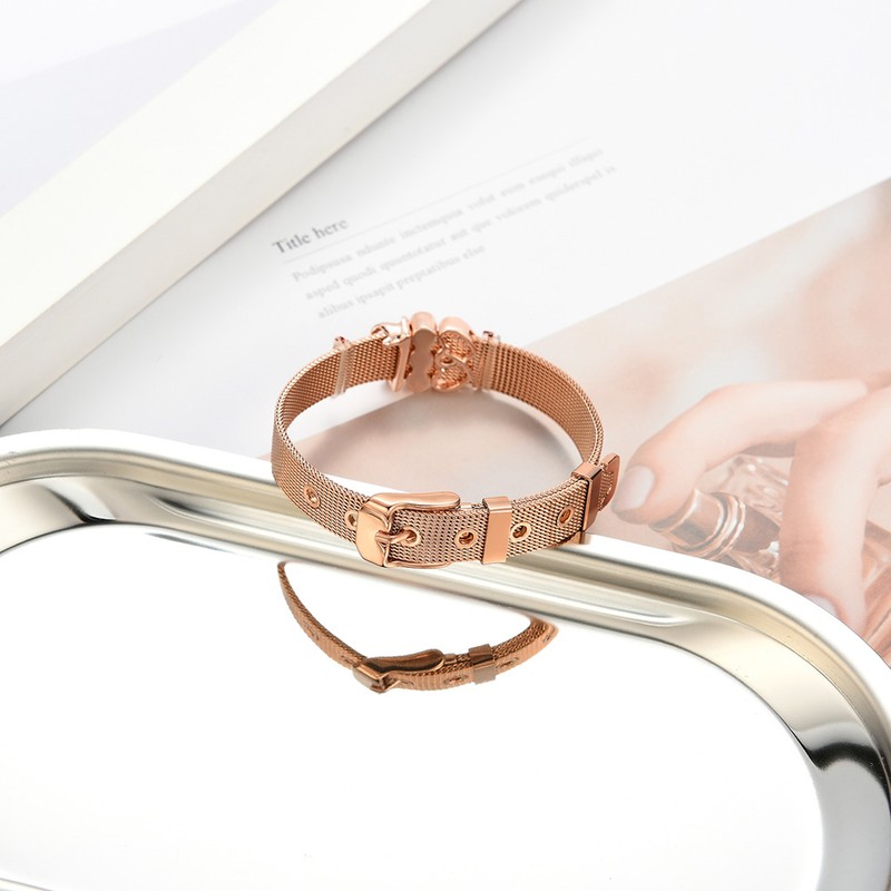 Fashion Simple Stainless Steel Bracelet Women Bangle Heart Shape Pendant