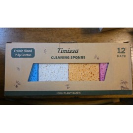 Timissu 100% Plant Based Cleaning Sponges 12 Pack Multi Color With Srubbing Side