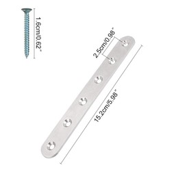 Luabue 8Pcs Metal Flat Brackets for Wood Straight Brackets Joining Mending Plates Stainless Steel Fixing Plate Metal Brackets with Holes 155×19×3mm for Connector Repair Wooden Furniture