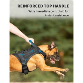 Tactical Dog Harness with Top Elastic Retention Cord - K9 Dog Training Vest No-Pull Adjustable Outdoor Training Vest - Molle System, Military Service