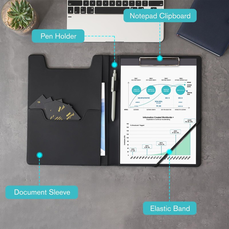 ProCase Clipboard Folder Portfolio, Leather Business Padfolio Organizer Letter Size
