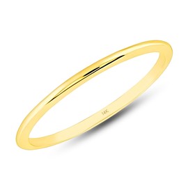 MAX + STONE Solid 14k Gold Wedding Band Ring for Women in Yellow Gold 1mm Thin Stacking Band in Size 5.5
