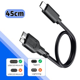 SaiTech IT Type C to Micro B (USB C Hard Drive Cable) high Speed Upto 4.8 Gbps Data Transfer Cable for Portable External Hard Drive - 45CM (Black)