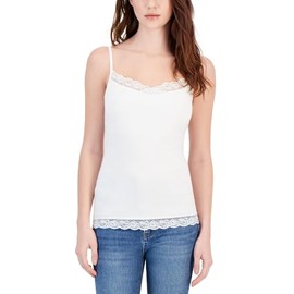 Charter Club Women's Lace-Trim Shelf-Bra Tank Top (US, Alpha, Medium, Regular, Regular, Bright White)