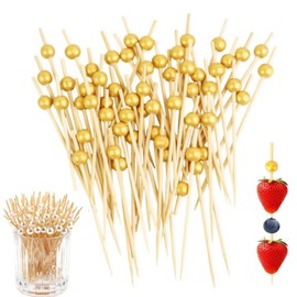 DACUAN 200 Piezas Palillos Para Botana, Ideal Para Decodificar Cócteles, Pasteles, Bebidas, Sándwiches, Tazas De Delicatessen y Cualquier Comida Deliciosa, Etc(Oro, Plata)