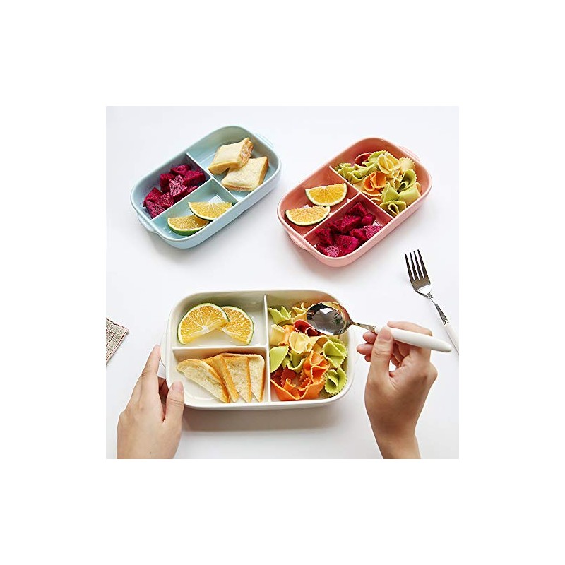 Sizikato Rectangular Ceramic Divided Plate Dinner Plate Luncheon Plate Fruit