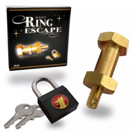 Deluxe MAGIC RING ESCAPE Brass Nut Bolt Borrowed Finger Lock Close Up Trick