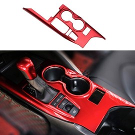 XITER 1Pcs Red ABS Gear Shift Knob Console Panel Trims Cover Cup Holder Decor Sticker for Toyota Camry XLE/XSE 2018 2019 2020 2021 2022 2023 2024 (Not Fit LE SE)