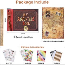 Adventure Book Diary Photo Scrapbook,Scrap book with Hard Cover Movie Up Travel Scrapbook for Anniversary,Scrapbook,Gift for Couples Anniversary,Wedding,Travelling,Birthday,Christmas (Movie Style)