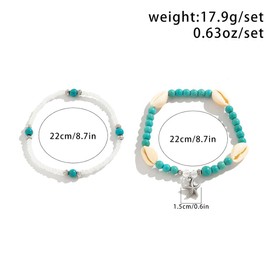 Jascatin Boho Anklets Silver Double Layer Starfish Ankle Bracelet Beaded Beach Foot Jewelry Anklet for Women (A)