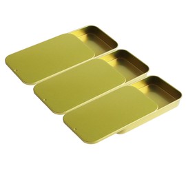 MOTOFITOOL 3 PCS Stylish Metal Tin Box Containers, 2.36x1.34x0.43 Inches, small decorative box for Candies, Jewelry, Crafts, Pills, and Survival Kit Supplies(Gold)