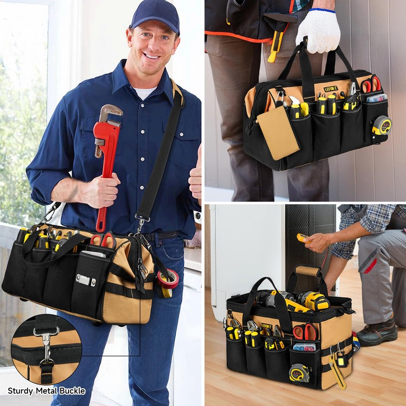 27 Pockets Tool Bags for Men,16-Inch Heavy Duty Tool Bag,Large