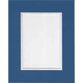 16x20 Royal Blue and Silver Double Picture Mat, Bevel Cut for 11x14 Picture or Photo