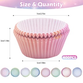 NVGVUP 400 PCS Cupcake Baking Cases, Cupcake Liners Cupcake Cups, Rainbow Muffin Baking Cupcake Cases in 8 Gradient Colours, for Wedding Birthday Party (Standard Size)