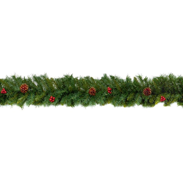 Natural Christmas Garland Decoration Red Berries Pine Cones 2.7 metres
