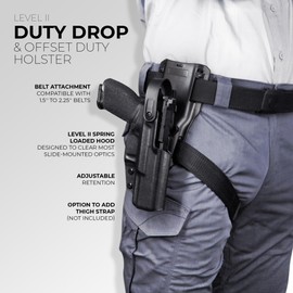 Level II Duty Drop and Offset Holster fits SW MP9 Competitor (Right-Hand Draw, Black)
